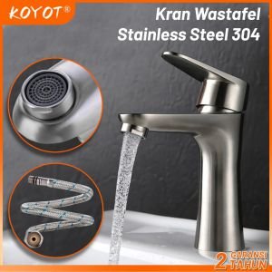 Kran Wastafel SUS 304 Dingin dengan Selang Air Masuk 60CM 1/2 In